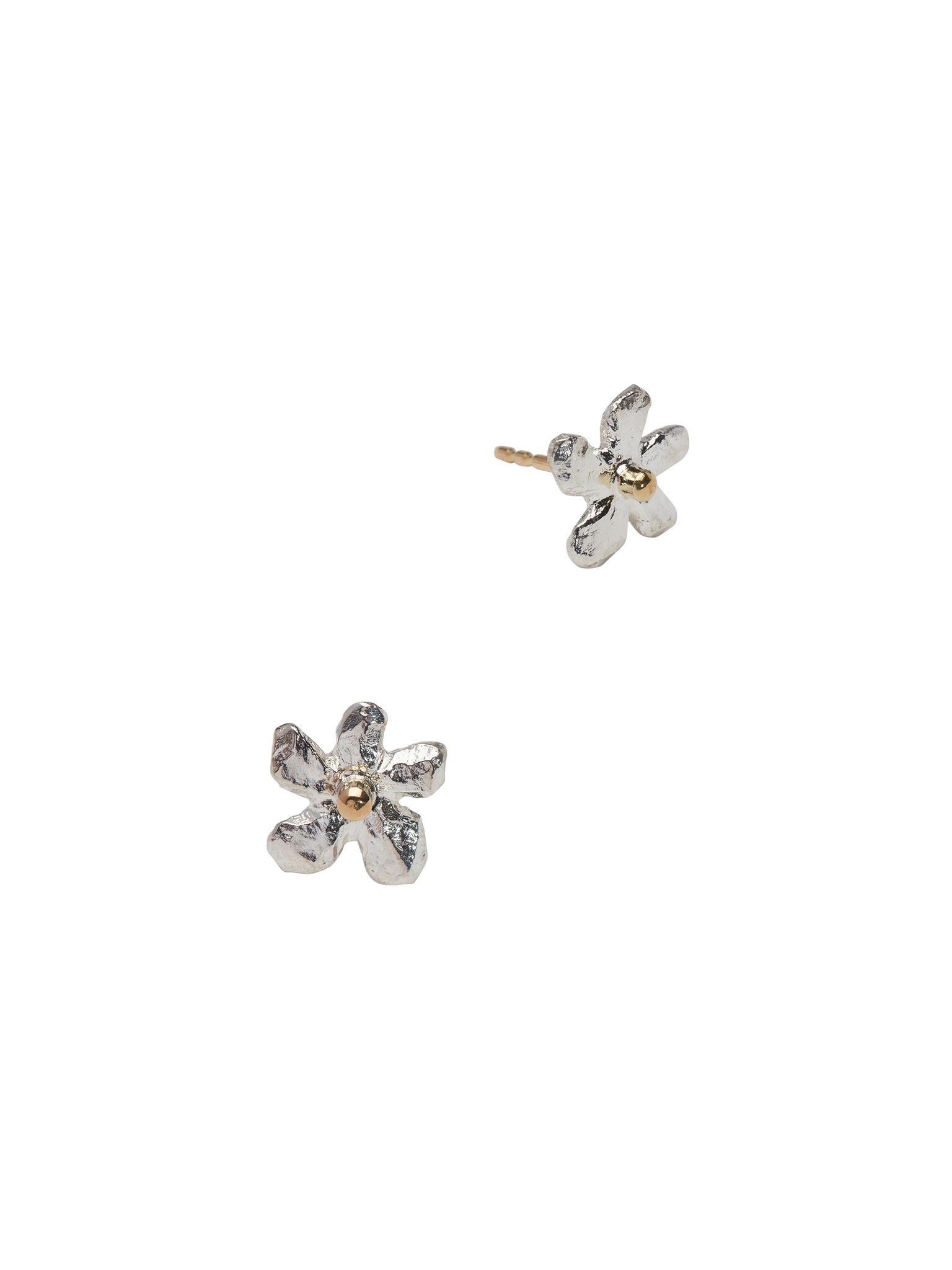 Ringo flower earrings in silver and 18k yellow gold